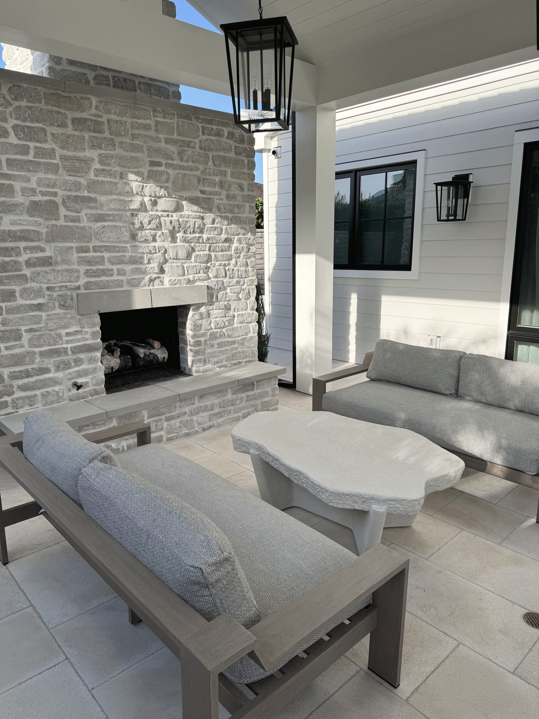 Outdoor fireplace and lounge, Orange County